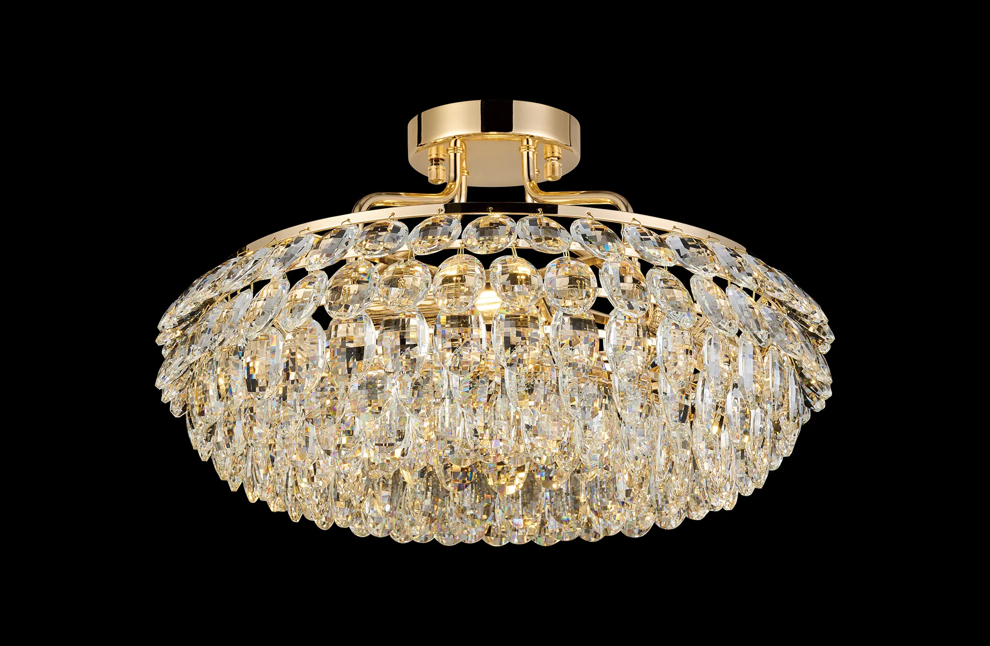 IL32930FG  Coniston 48cm Semi Flush Ring Ceiling, 4 Light E14, French Gold/Crystal